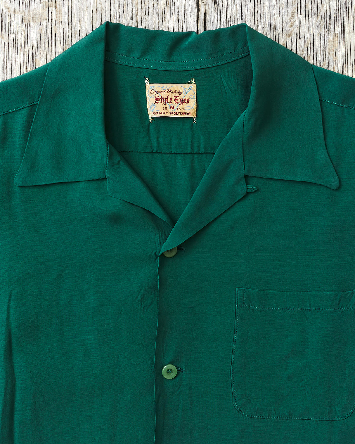 Style Eyes Short Sleeve Rayon Bowling Shirt Green SE39259