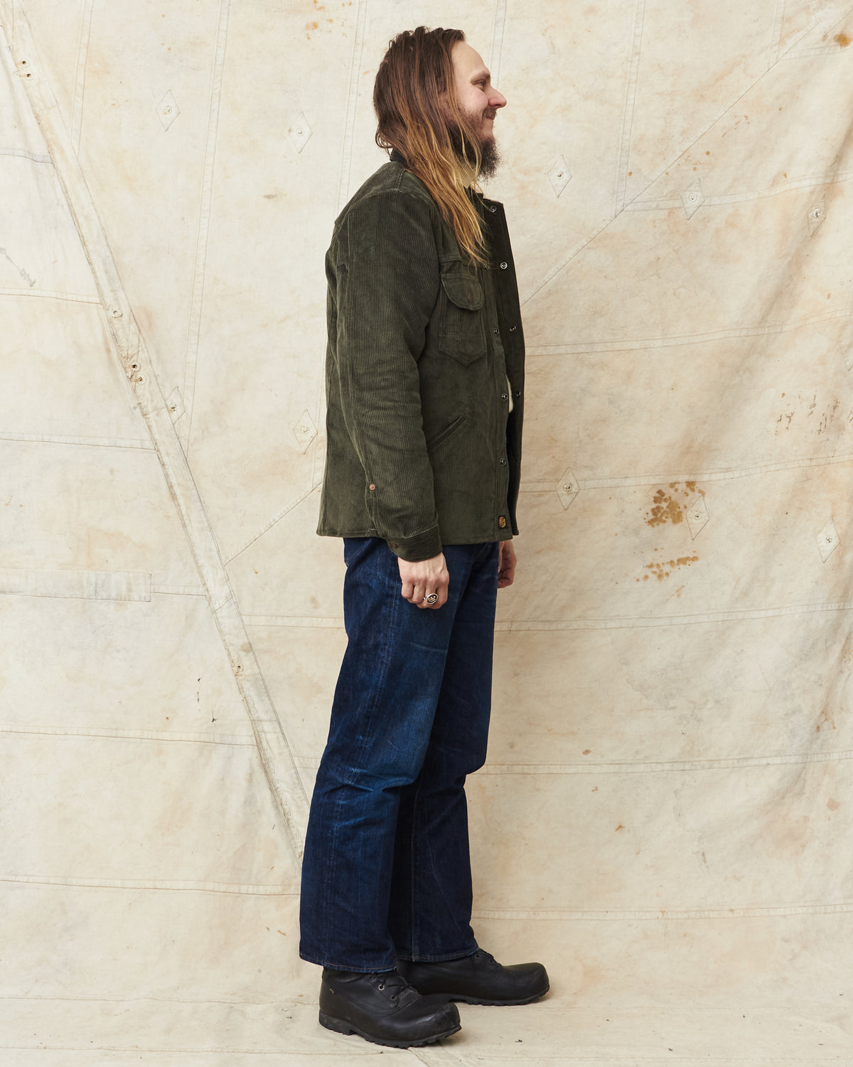 Indigofera Fargo Trucker 8W Corduroy Jacket Green