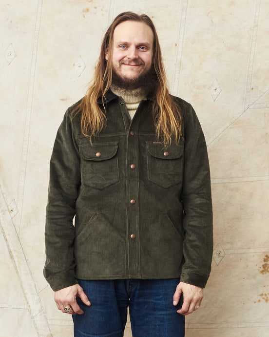 Indigofera Fargo Trucker 8W Corduroy Jacket Green