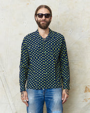 Star of Hollywood Rayon Long Sleeved Open Shirt "Polka Dot" Navy