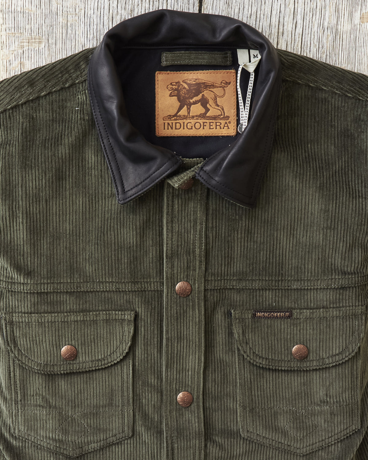 Indigofera Fargo Trucker 8W Corduroy Jacket Green