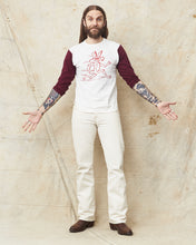 Warehouse & Co Three-Quarter Sleeve Baseball Shirt Cayote Cream/Bordeaux