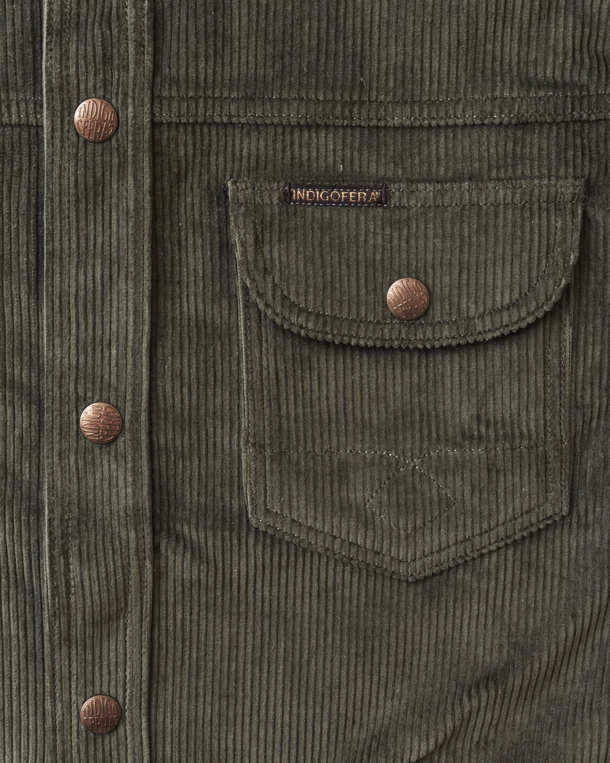 Indigofera Fargo Trucker 8W Corduroy Jacket Green