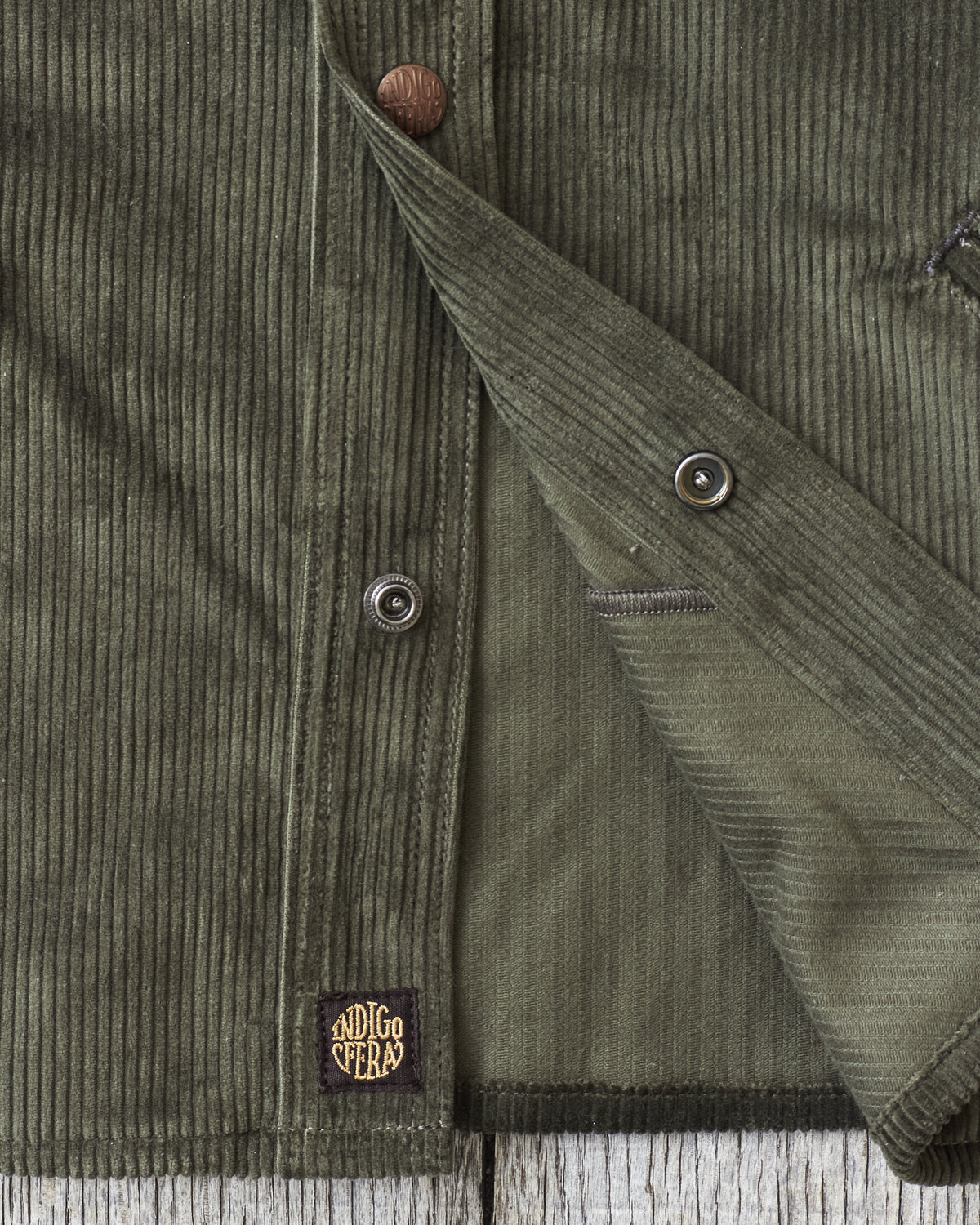 Indigofera Fargo Trucker 8W Corduroy Jacket Green