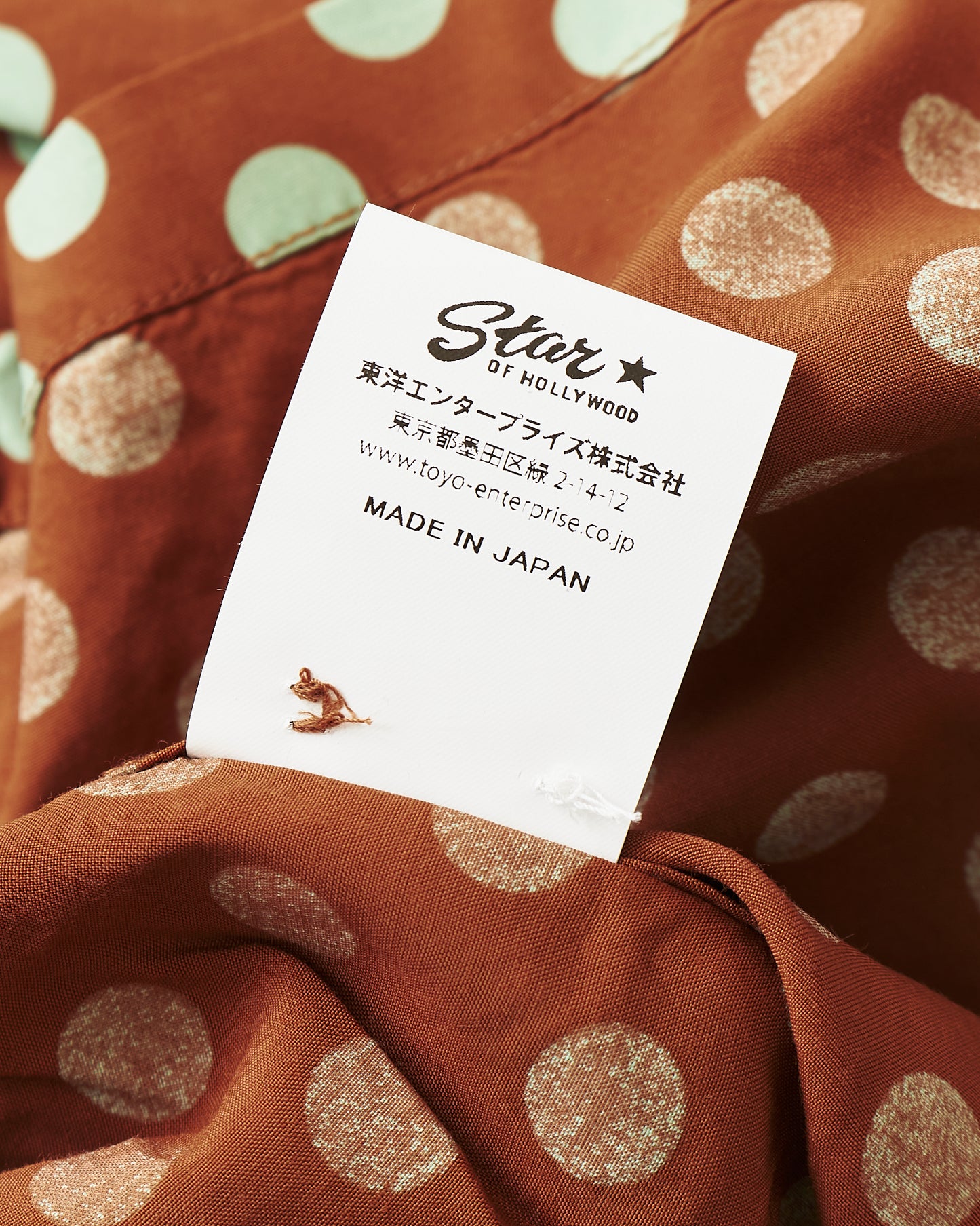 Star of Hollywood Rayon Long Sleeved Open Shirt "Polka Dot" Brown SH29315