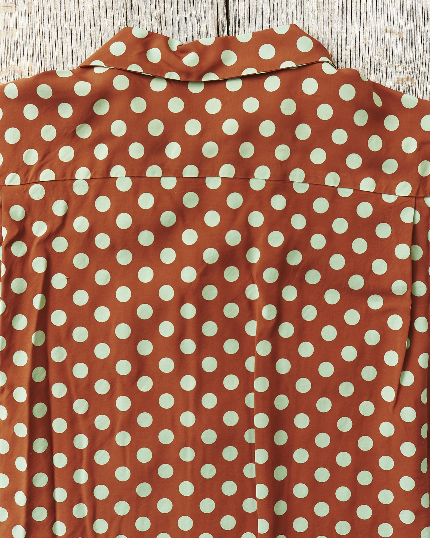 Star of Hollywood Rayon Long Sleeved Open Shirt "Polka Dot" Brown SH29315