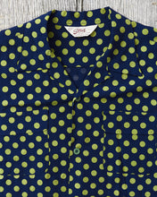 Star of Hollywood Rayon Long Sleeved Open Shirt "Polka Dot" Navy