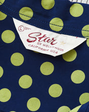 Star of Hollywood Rayon Long Sleeved Open Shirt "Polka Dot" Navy