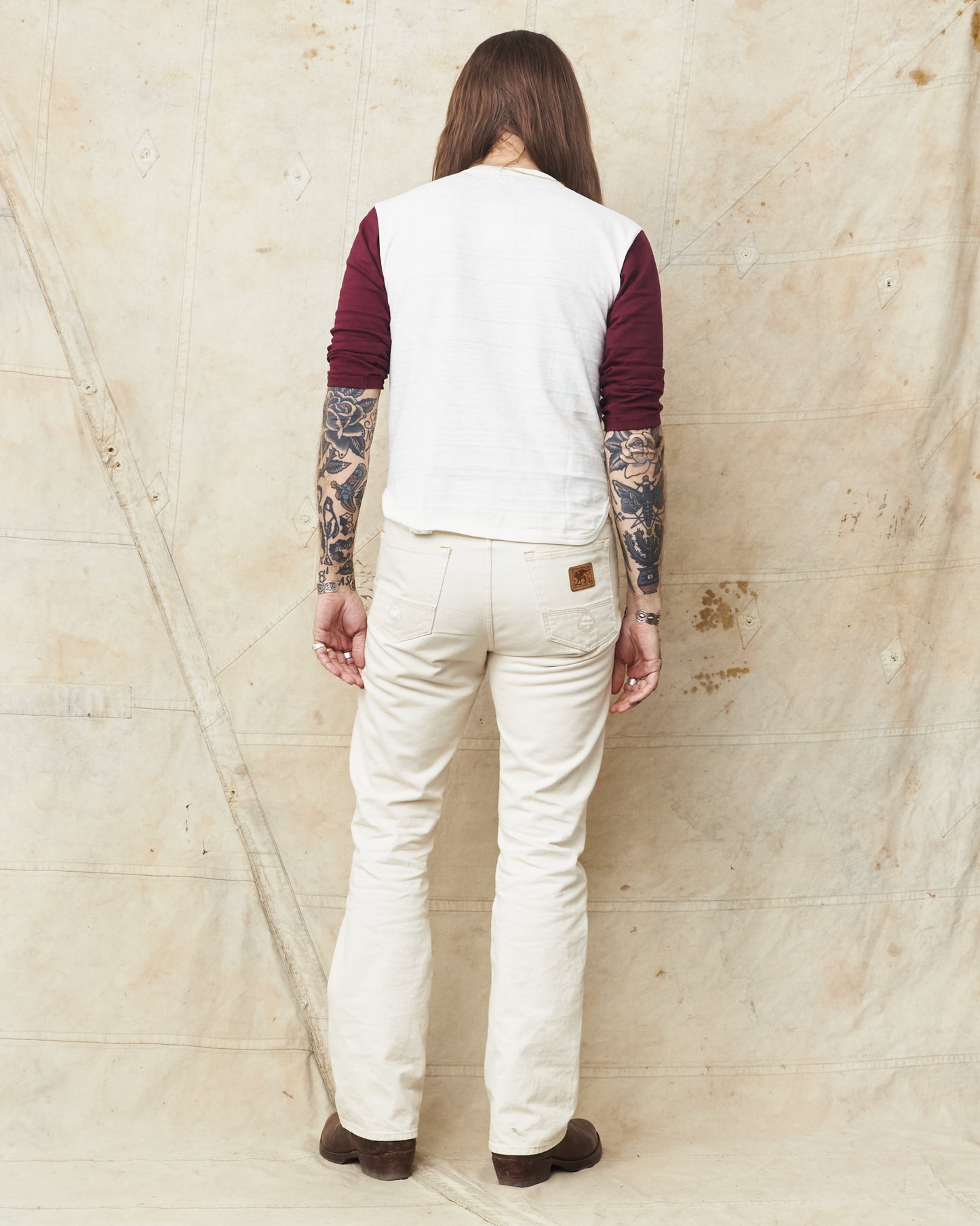 Warehouse & Co Lot 4800 Three-Quarter Sleeve Baseball Shirt Cayote Cream/Bordeaux