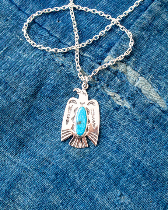 Larry Smith NL-0126 Classic Eagle Turquoise Silver Pendent Top