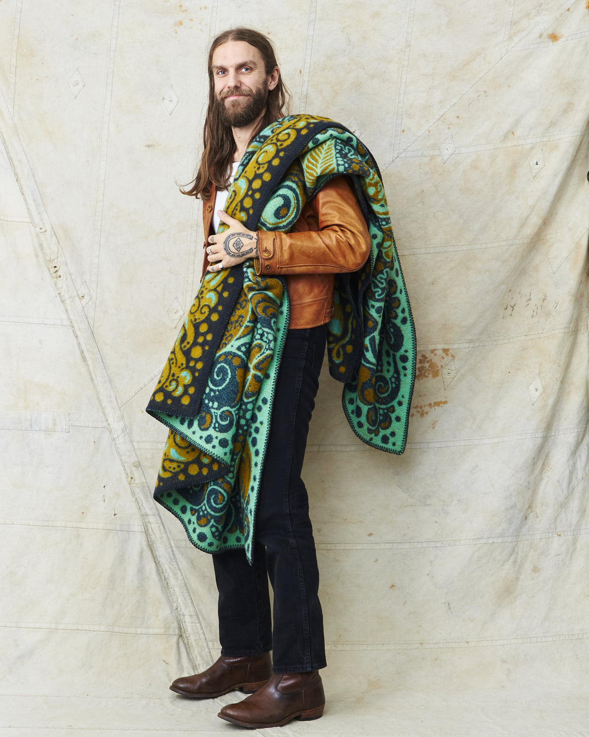 Indigofera x Björn Atldax Kapala Wool Blanket Navy / Moss / Turquise