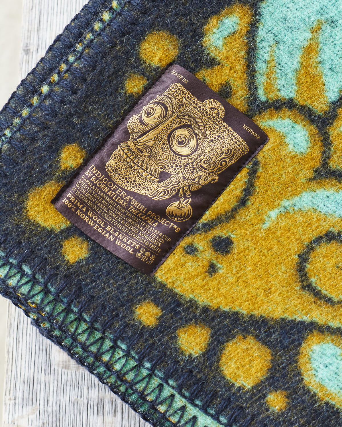 Indigofera x Björn Atldax Kapala Wool Blanket Navy / Moss / Turquise