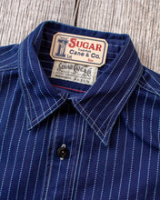 Sugar Cane & Co Fiction Romance 8.5oz. Indigo Wabash Stripe Work Shirt SC2555A1