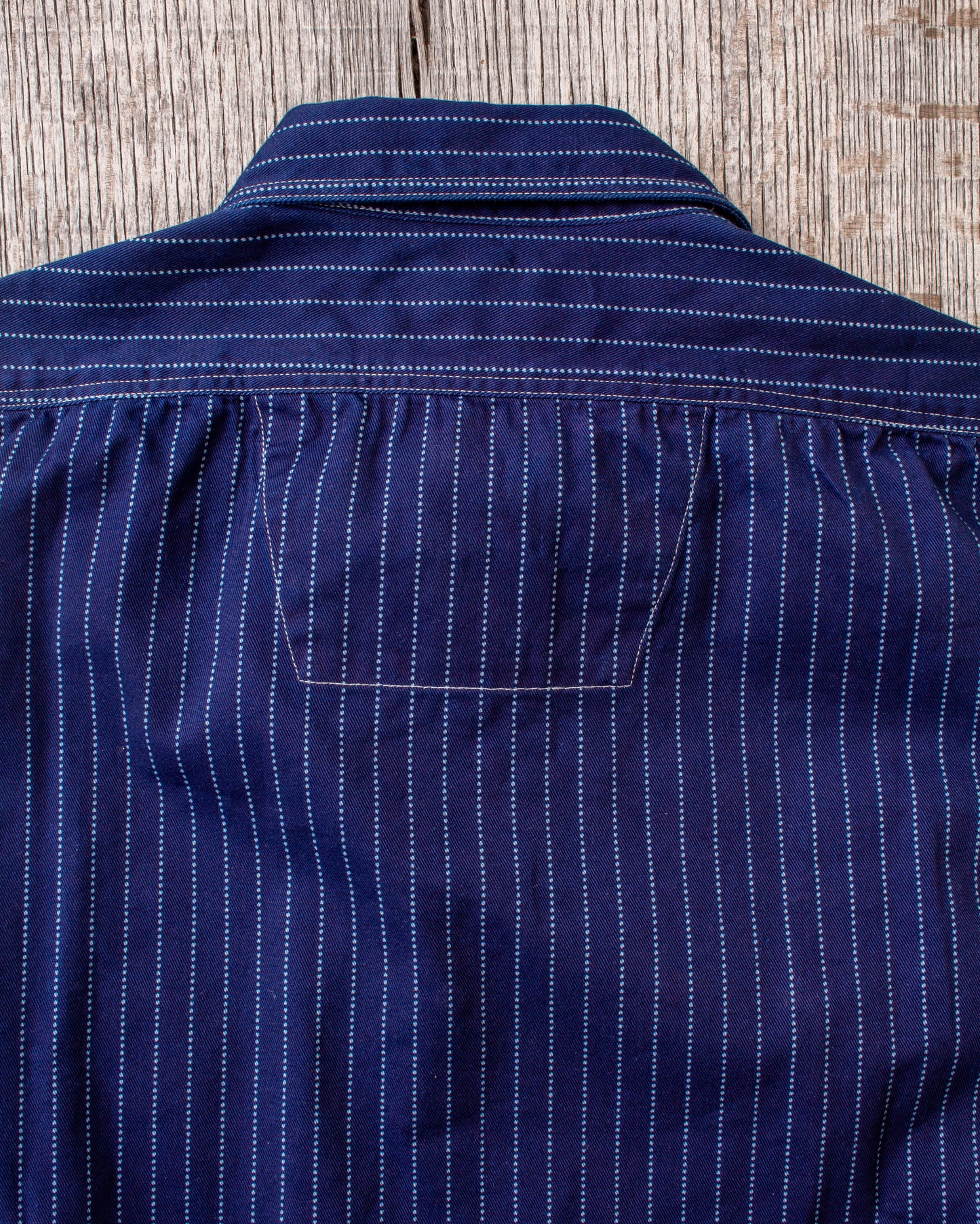 Sugar Cane & Co Fiction Romance 8.5oz. Indigo Wabash Stripe Work Shirt SC2555A1