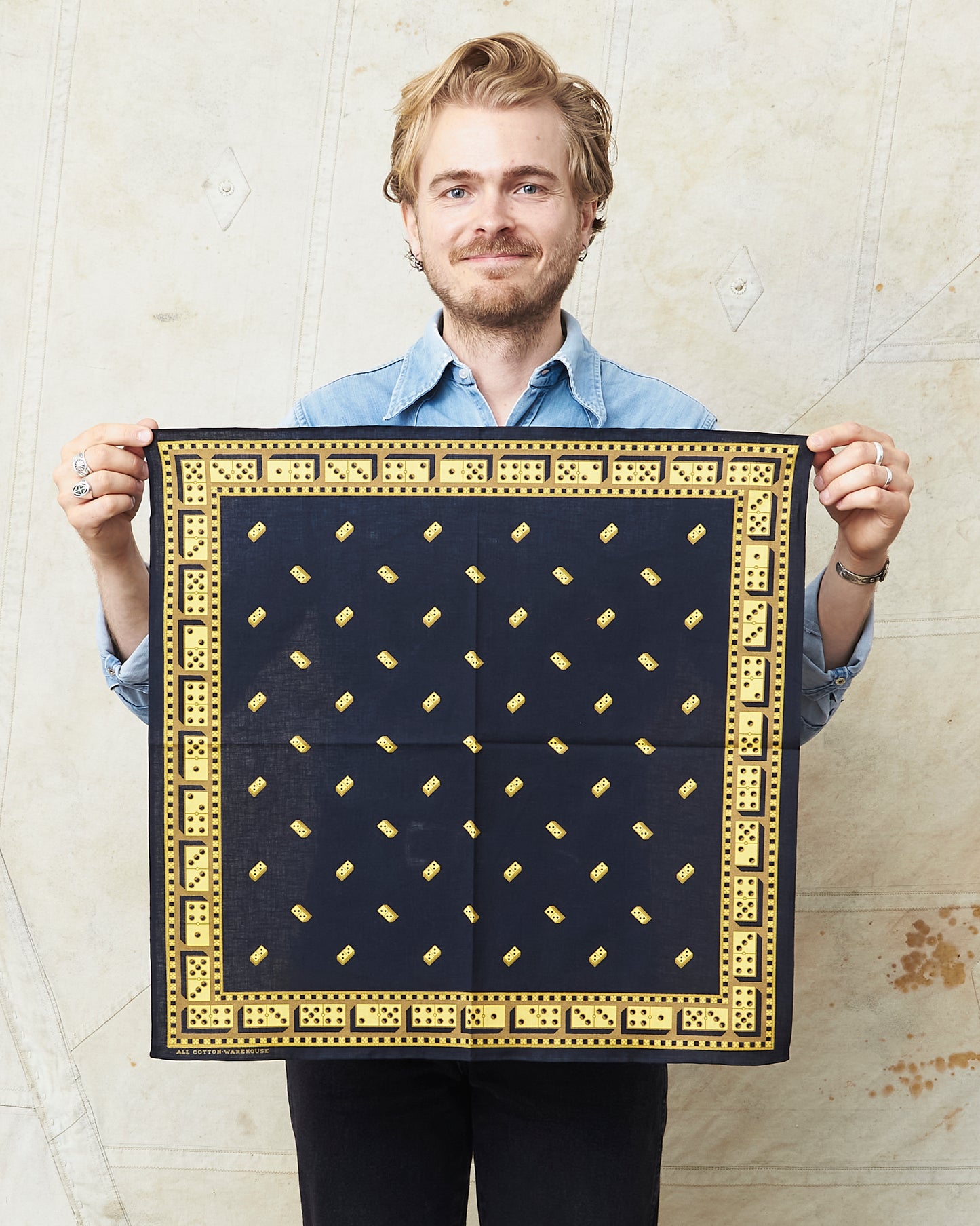Warehouse & Co Lot 5241 Selvedge Bandana Domino Pattern Black