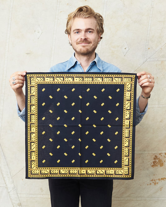 Warehouse & Co Lot 5241 Selvedge Bandana Domino Pattern Black