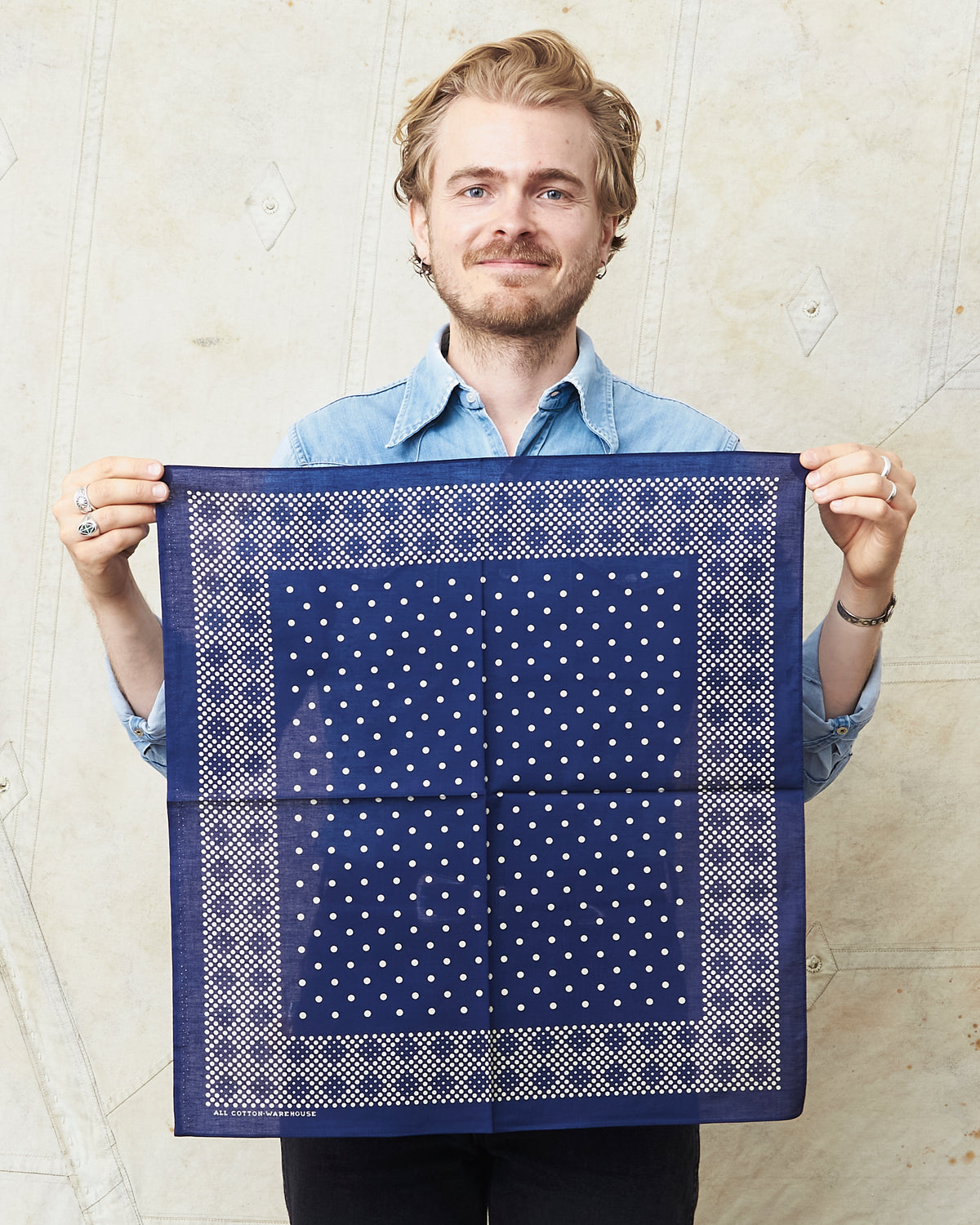 Warehouse & Co Lot 5228 Selvedge Bandana Mosaic Pattern Navy