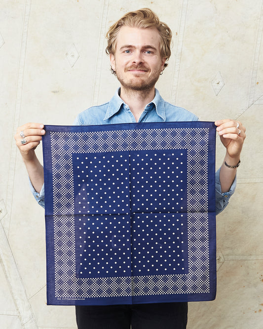 Warehouse & Co Lot 5228 Selvedge Bandana Mosaic Pattern Navy