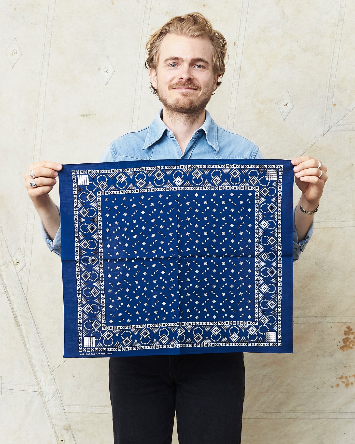 Warehouse & Co Lot 5227 Selvedge Indigo Bandana D Square Pattern