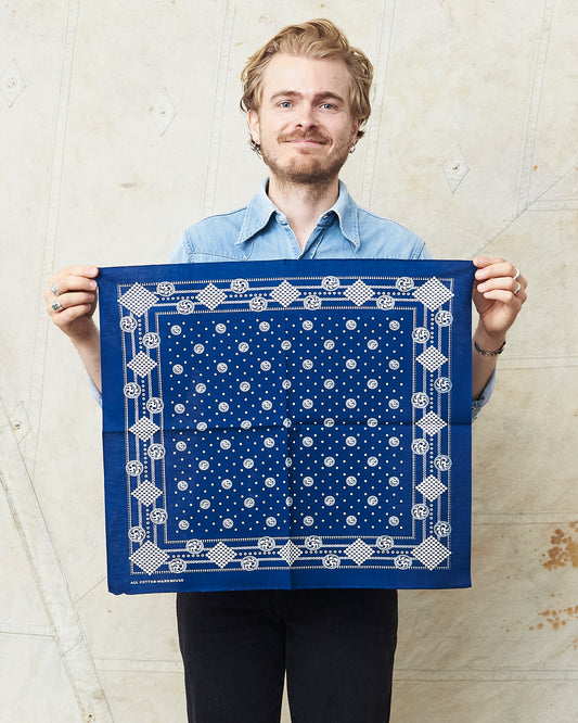 Warehouse & Co Lot 5227 Selvedge Indigo Bandana Geometric Pattern