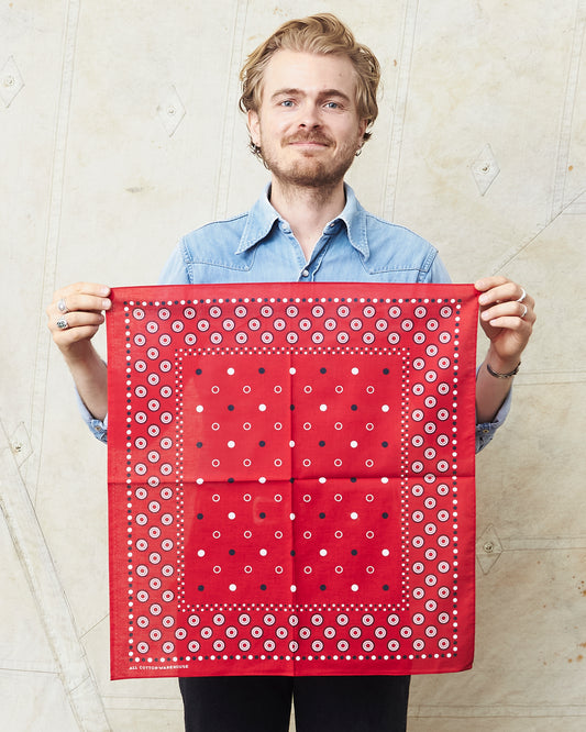 Warehouse & Co Lot 5228 Selvedge Bandana Double Circle Pattern Red