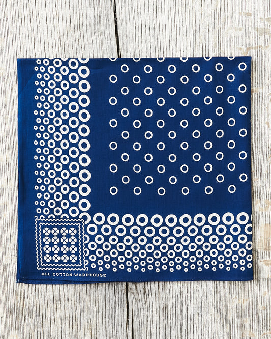 Warehouse & Co Lot 5227 Selvedge Indigo Bandana Circle Pattern