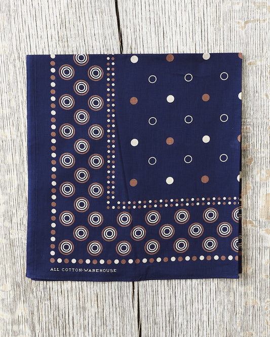 Warehouse & Co Lot 5228 Selvedge Bandana Double Circle Pattern Navy