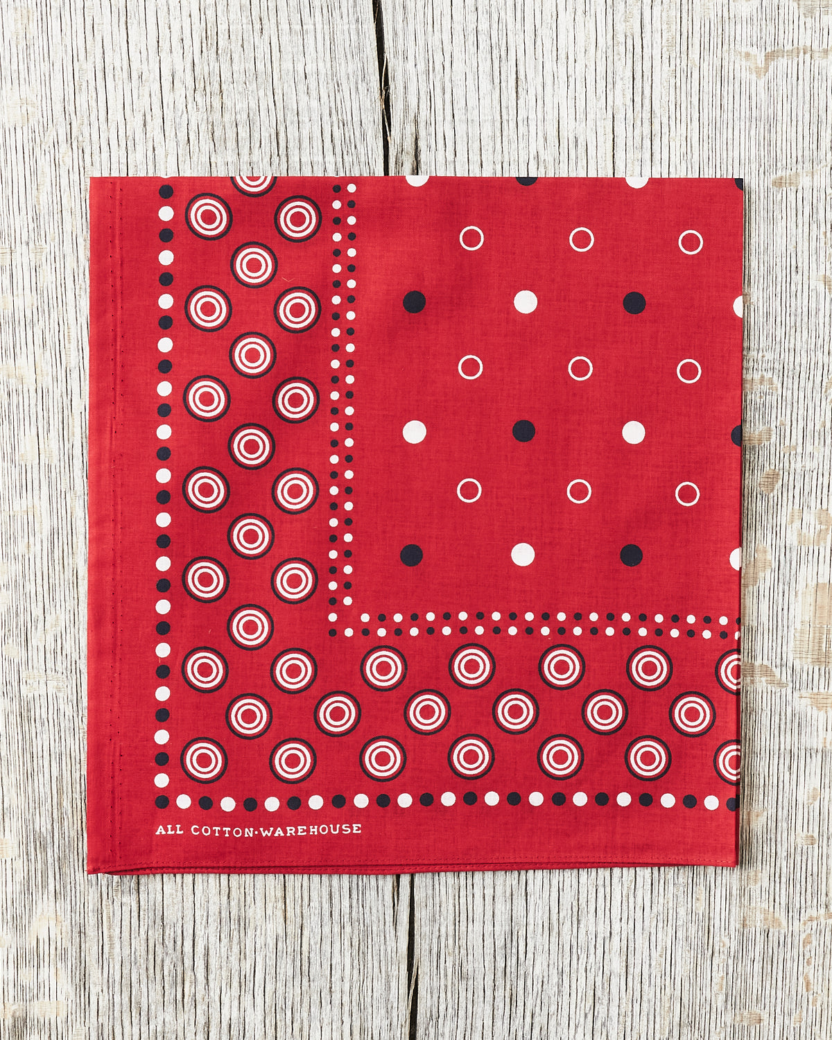 Warehouse & Co Lot 5228 Selvedge Bandana Double Circle Pattern Red
