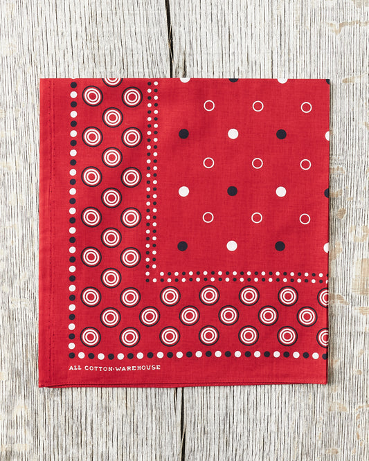 Warehouse & Co Lot 5228 Selvedge Bandana Double Circle Pattern Red