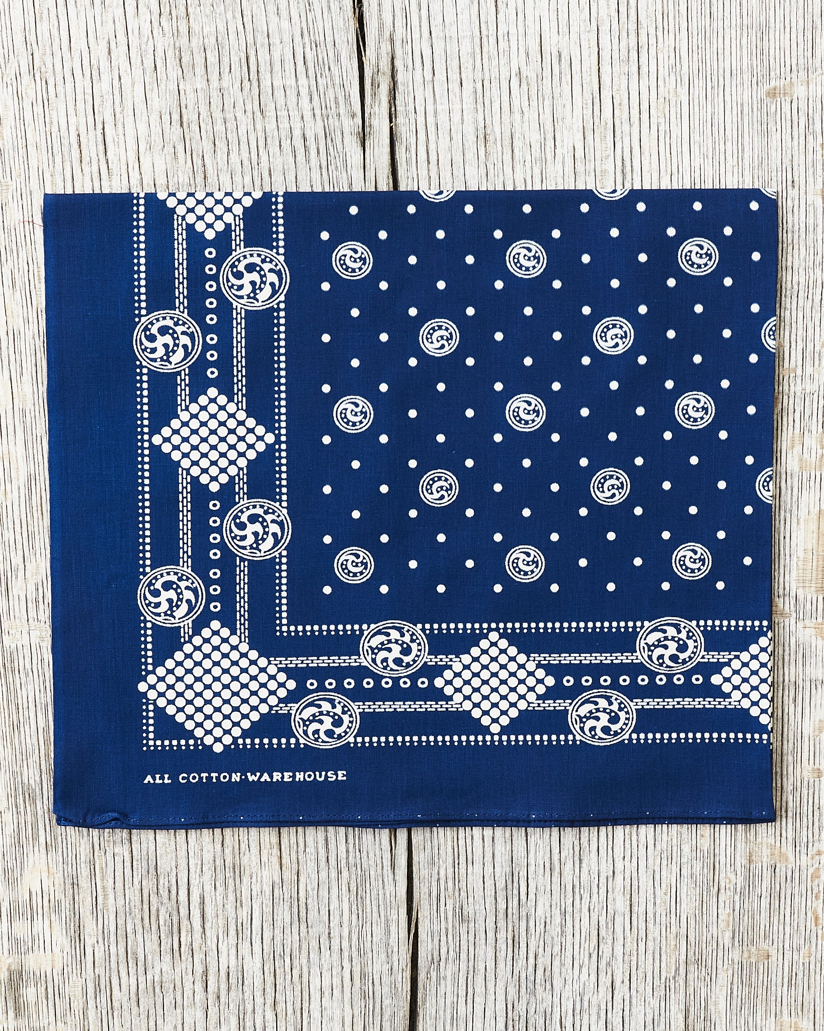 Warehouse & Co Lot 5227 Selvedge Indigo Bandana Geometric Pattern