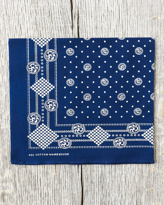 Warehouse & Co Lot 5227 Selvedge Indigo Bandana Geometric Pattern