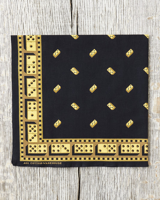 Warehouse & Co Lot 5241 Selvedge Bandana Domino Pattern Black