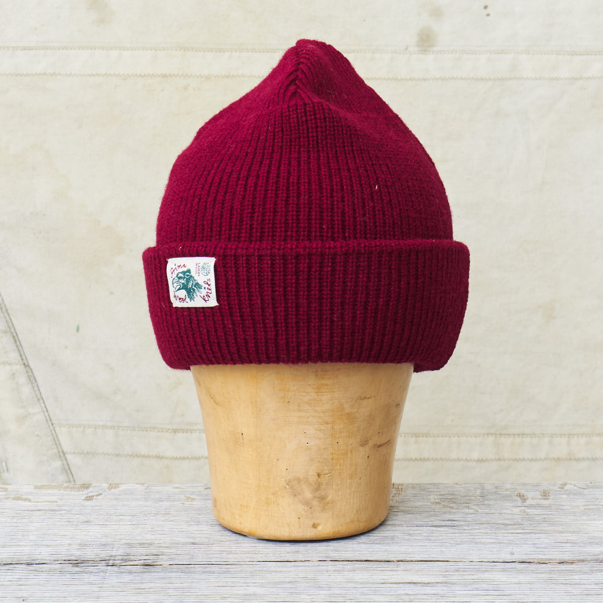 Indigofera Radec Rib Knit Wool Cap Ruby