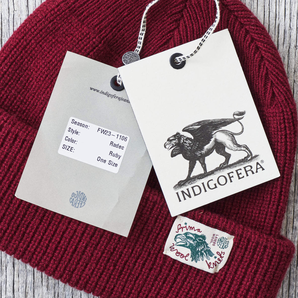 Indigofera Radec Rib Knit Wool Cap Ruby