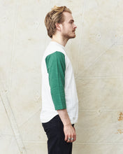 Warehouse & Co Three-Quarter Sleeve Baseball Shirt Cream/Green