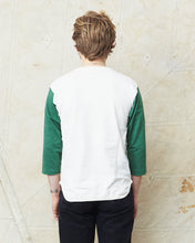 Warehouse & Co Three-Quarter Sleeve Baseball Shirt Cream/Green