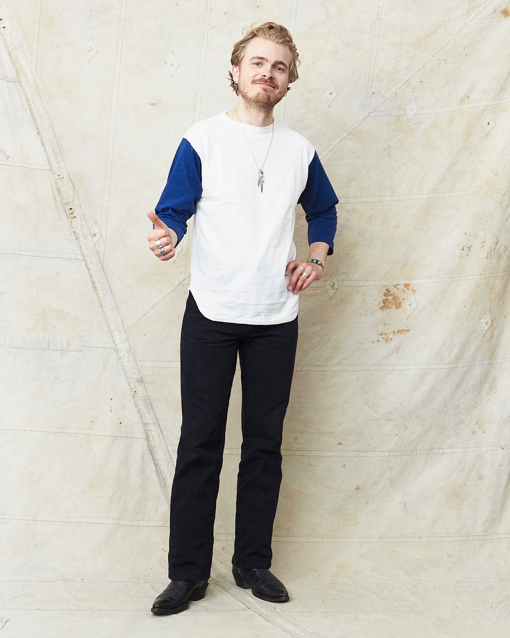 Warehouse & Co Lot 4800 Three-Quarter Sleeve Baseball Shirt Cream