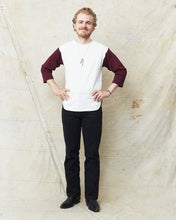 Warehouse & Co Three-Quarter Sleeve Baseball Shirt Cream/Bordeaux