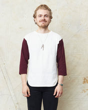 Warehouse & Co Three-Quarter Sleeve Baseball Shirt Cream/Bordeaux