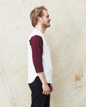 Warehouse & Co Three-Quarter Sleeve Baseball Shirt Cream/Bordeaux