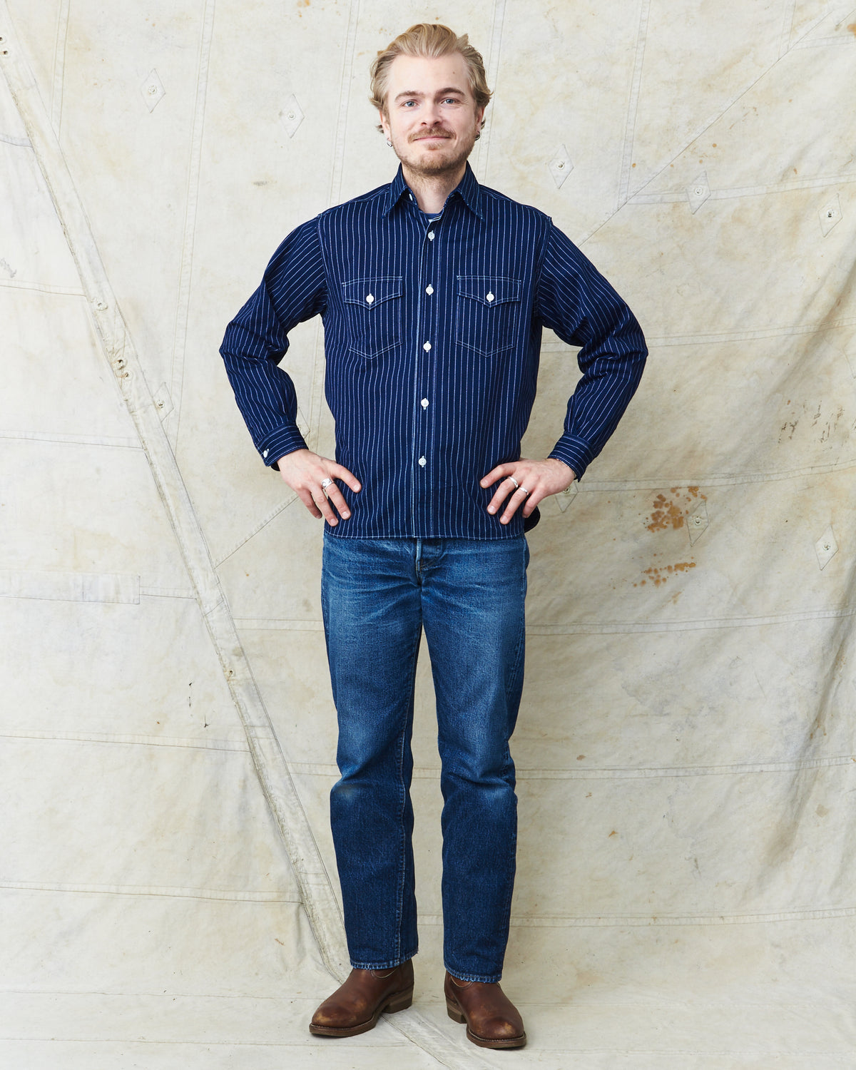Sugar Cane & Co Fiction Romance 8,5 Oz Wabash Stripe Work Shirt