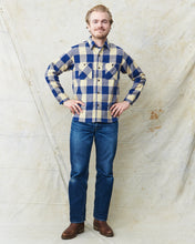 Sugar Cane & Co Twill Check Work Shirt Beige/Navy SC29147