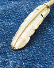 Larry Smith 18K Gold Eagle Head Feather Top Left EFNL-0043-L