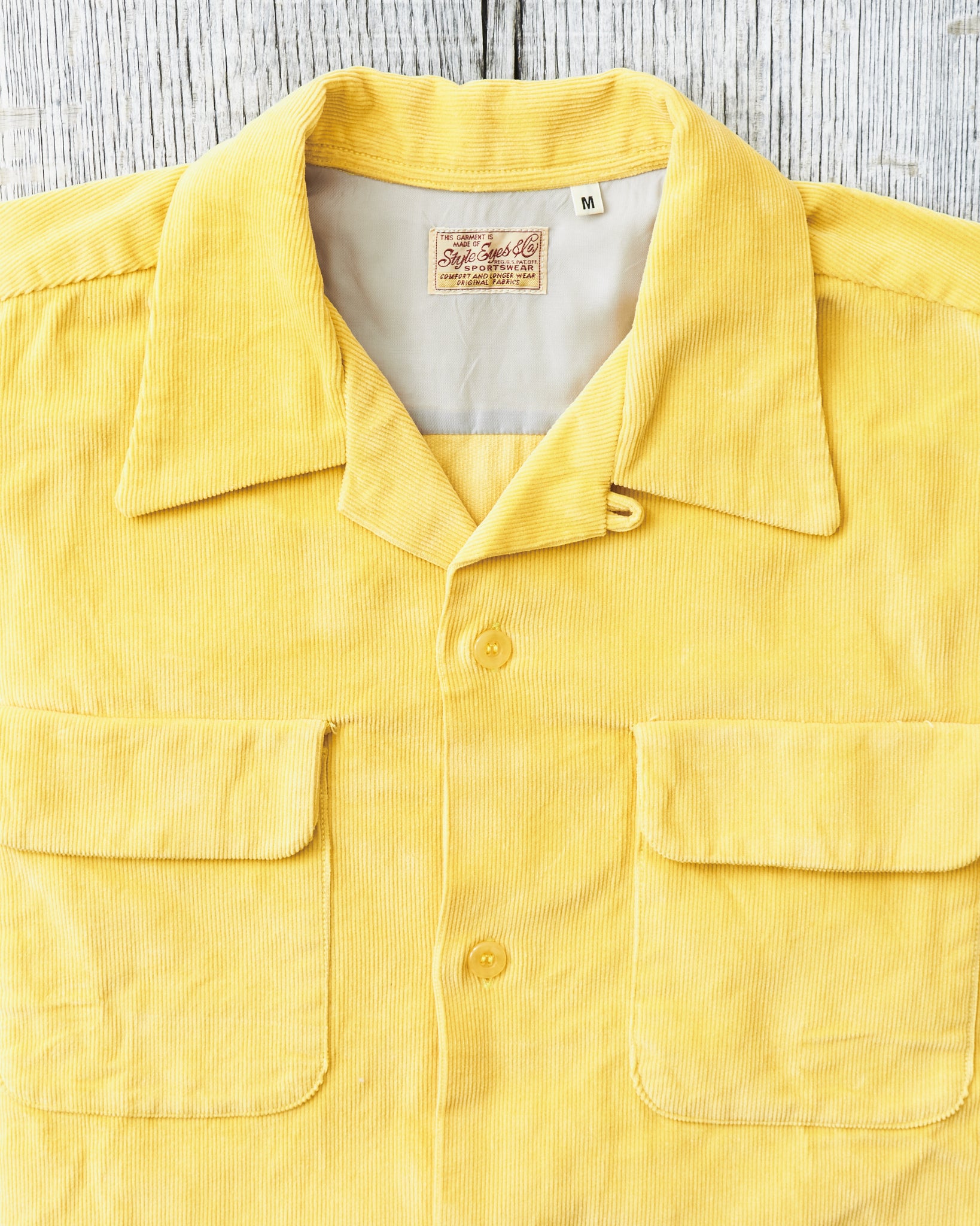 Style Eyes Mid 1950's Style Corduroy Sports Shirt Yellow SE29167