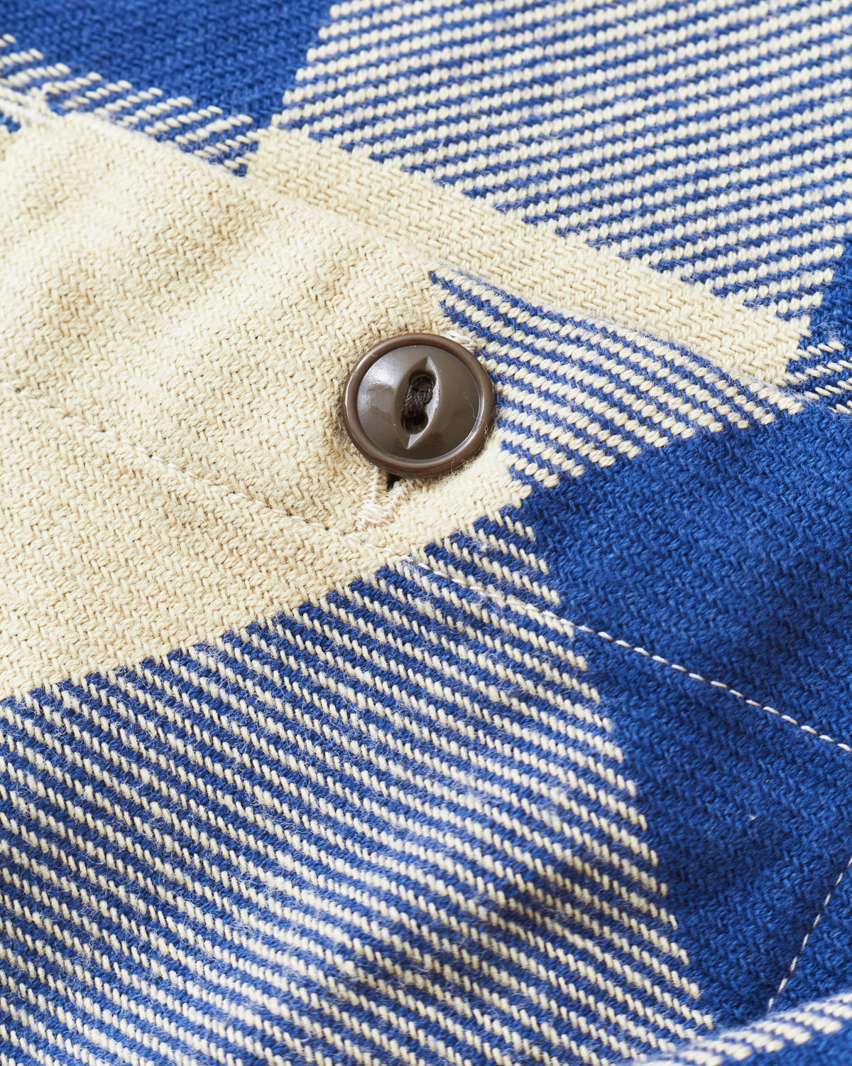 Sugar Cane & Co Twill Check Work Shirt Beige/Navy SC29147