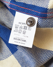 Sugar Cane & Co Twill Check Work Shirt Beige/Navy
