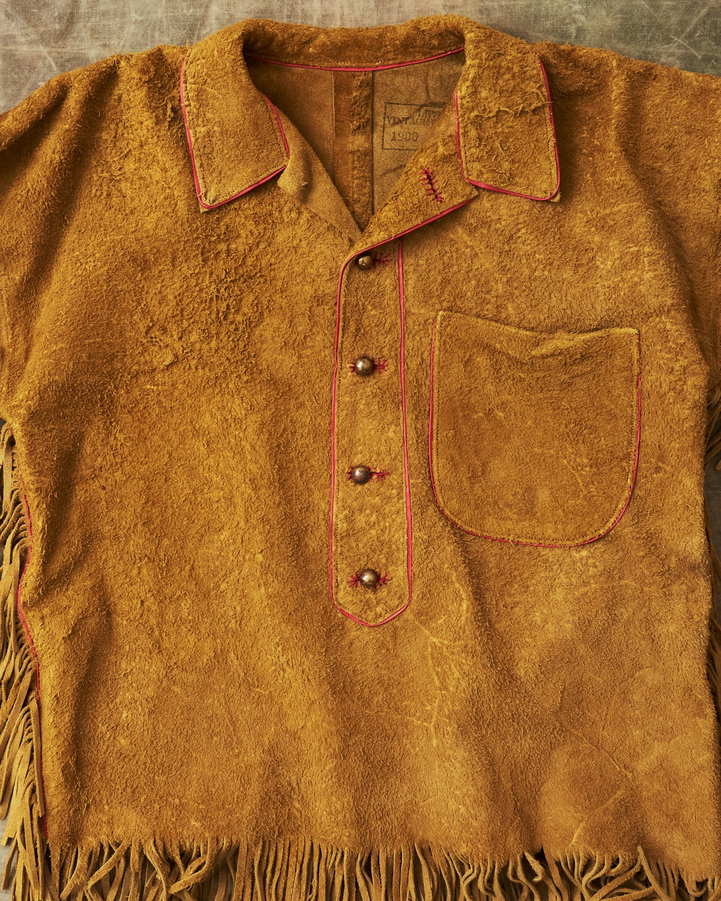 Second Hand Levi's Vintage Clothing Leather 1900 Replica Fringe Pullover Shirt Size S