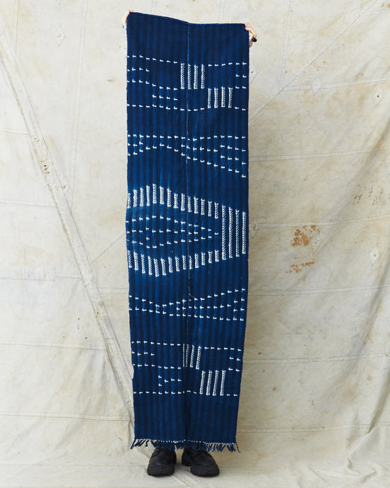 African Indigo Textile Resist Dye Scarf no. 4