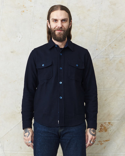 Indigofera Iconic Wool Shirt Dark Navy