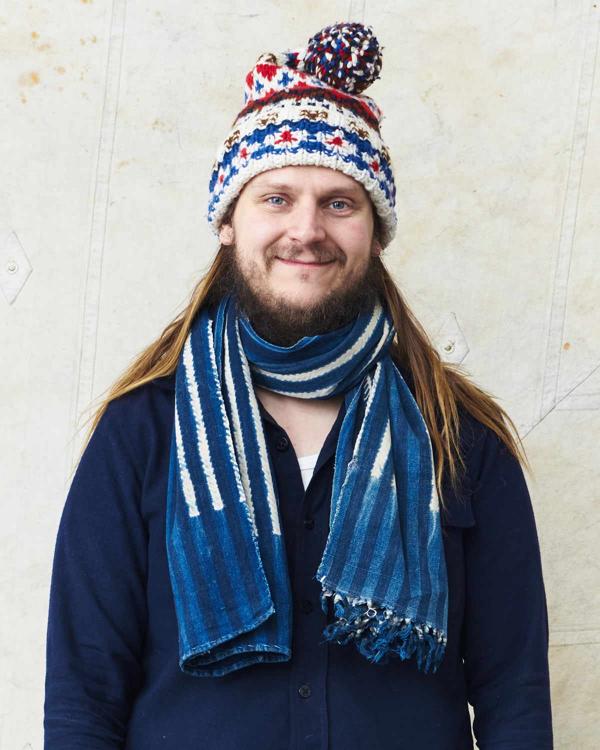 African Indigo Textile Resist Dye Scarf no. 6